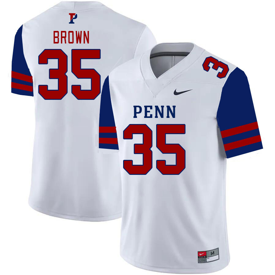 Men-Youth #35 DJ Brown Penn Quakers 2023 College Football Jerseys Stitched Sale-White